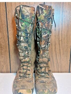 Danner Camo Lace-Up Hunting Boots Jackal II Size 7 Mens 17 In Snake Boot Goretex